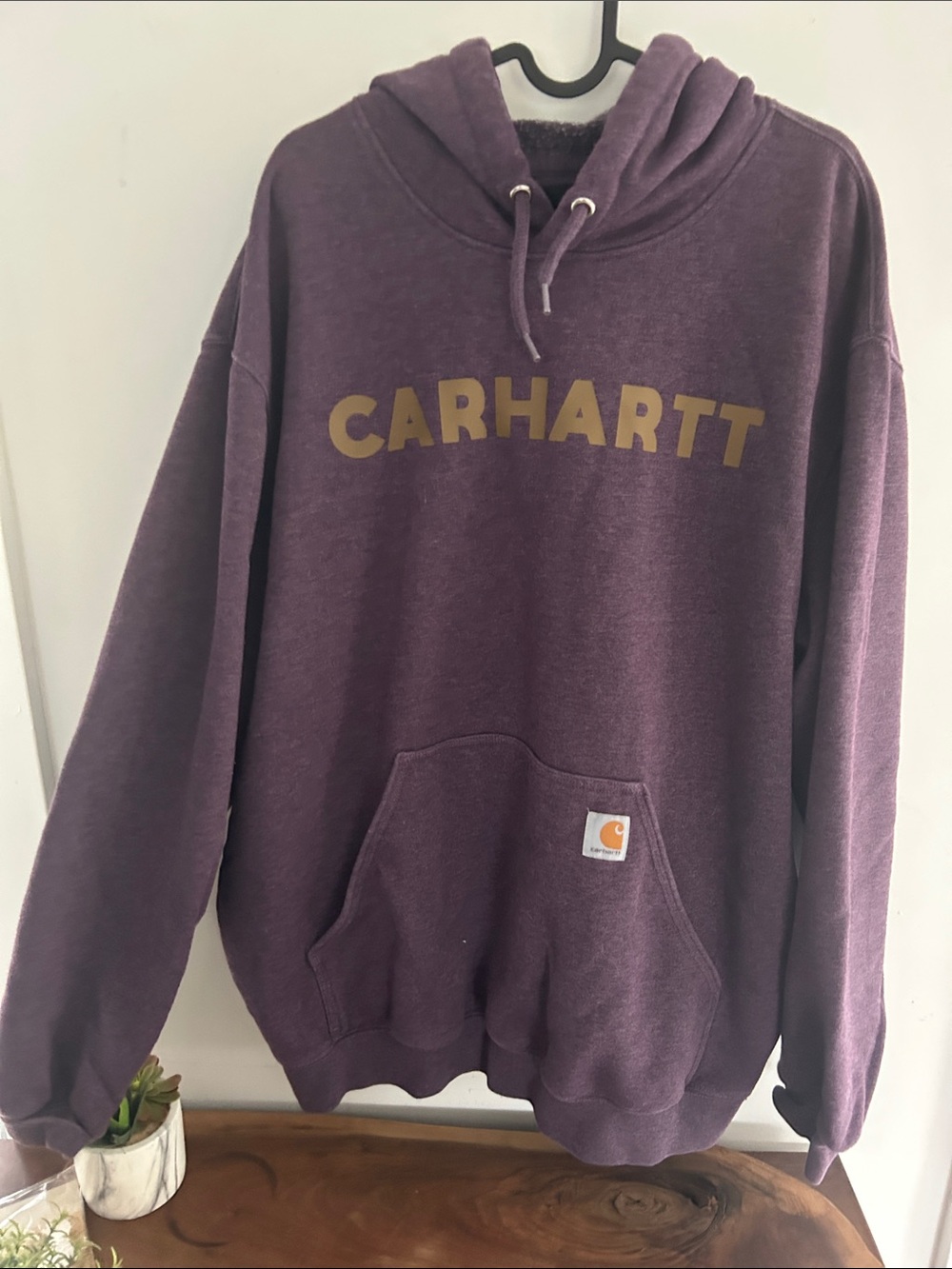 Carhartt Women’s  Purple Hoodie with Gold Logo XL loose fit